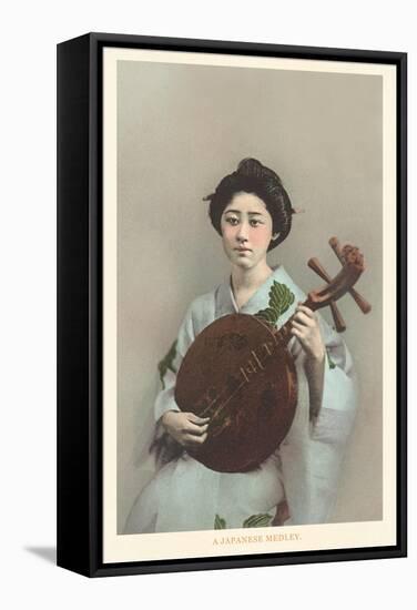 Geisha with Samisen-null-Framed Stretched Canvas
