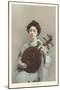 Geisha with Samisen-null-Mounted Art Print