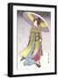 Geisha with Umbrella in Snow-null-Framed Art Print