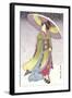 Geisha with Umbrella in Snow-null-Framed Art Print