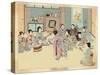 Geisha Women Dancing the Kappore to Musical Accompaniment for Three Male Clients-null-Stretched Canvas