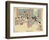 Geisha Women Dancing the Kappore to Musical Accompaniment for Three Male Clients-null-Framed Art Print