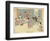 Geisha Women Dancing the Kappore to Musical Accompaniment for Three Male Clients-null-Framed Art Print