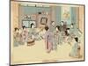 Geisha Women Dancing the Kappore to Musical Accompaniment for Three Male Clients-null-Mounted Art Print