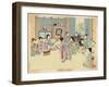 Geisha Women Dancing the Kappore to Musical Accompaniment for Three Male Clients-null-Framed Art Print