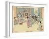 Geisha Women Dancing the Kappore to Musical Accompaniment for Three Male Clients-null-Framed Art Print