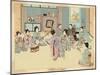 Geisha Women Dancing the Kappore to Musical Accompaniment for Three Male Clients-null-Mounted Art Print