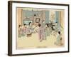 Geisha Women Dancing the Kappore to Musical Accompaniment for Three Male Clients-null-Framed Art Print