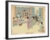 Geisha Women Dancing the Kappore to Musical Accompaniment for Three Male Clients-null-Framed Art Print