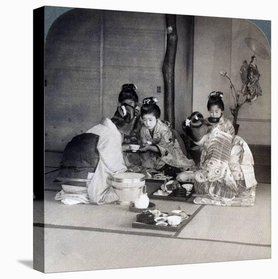 Geishas at Dinner, Tokyo, Japan, 1904-Underwood & Underwood-Stretched Canvas