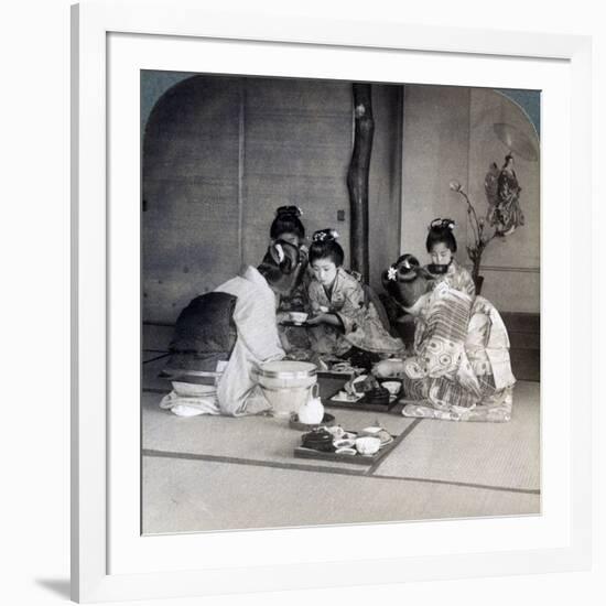 Geishas at Dinner, Tokyo, Japan, 1904-Underwood & Underwood-Framed Photographic Print