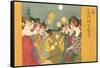 Geishas at Festival with Lanterns-null-Framed Stretched Canvas