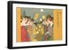 Geishas at Festival with Lanterns-null-Framed Art Print