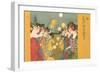 Geishas at Festival with Lanterns-null-Framed Art Print