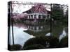 Geishas on the Balcony of Shobi-Kan Teahouse in Garden at Heian Shrine, Kyoto, Japan-Nancy & Steve Ross-Stretched Canvas