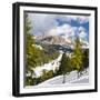 Geisler mountain range in the dolomites of the Groden Valley or Val Gardena in South Tyrol-Martin Zwick-Framed Photographic Print