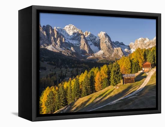 Geisler Mountain Range, Odle in the Dolomites, Groeden Valley, Val Gardena, South Tyrol, Alto Adige-Martin Zwick-Framed Stretched Canvas