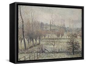 Gelée blanche, matin, dit aussi Effet de neige à Eragny-Camille Pissarro-Framed Stretched Canvas