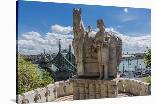 Gellert Hill), the Statue of Saint Stephen near the Entrance of Sziklatemplom (Church by the Rock),-Massimo Borchi-Stretched Canvas