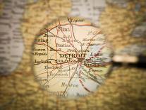 Magnifying Glass In Front Of A Detroit Map-gemenacom-Art Print