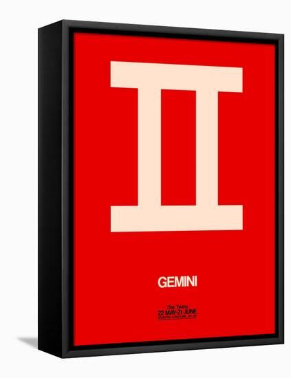 Gemini Zodiac Sign White on Red-NaxArt-Framed Stretched Canvas