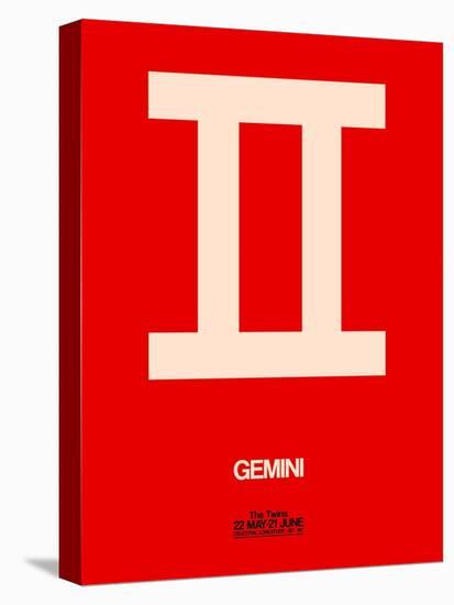 Gemini Zodiac Sign White on Red-NaxArt-Stretched Canvas