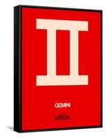 Gemini Zodiac Sign White on Red-NaxArt-Framed Stretched Canvas