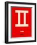 Gemini Zodiac Sign White on Red-NaxArt-Framed Art Print