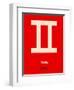 Gemini Zodiac Sign White on Red-NaxArt-Framed Art Print