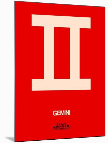 Gemini Zodiac Sign White on Red-NaxArt-Mounted Art Print