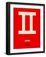 Gemini Zodiac Sign White on Red-NaxArt-Framed Art Print