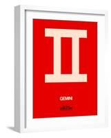 Gemini Zodiac Sign White on Red-NaxArt-Framed Art Print