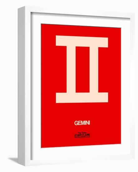 Gemini Zodiac Sign White on Red-NaxArt-Framed Art Print