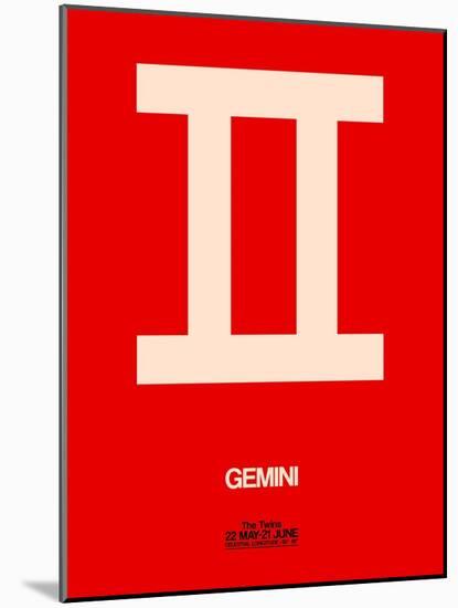 Gemini Zodiac Sign White on Red-NaxArt-Mounted Art Print