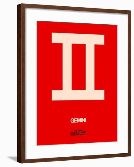 Gemini Zodiac Sign White on Red-NaxArt-Framed Art Print