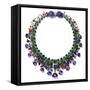 Gemstone Necklace with Amethyst, Ruby, Emerald and Diamond-null-Framed Stretched Canvas