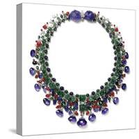 Gemstone Necklace with Amethyst, Ruby, Emerald and Diamond-null-Stretched Canvas