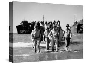 Gen. Douglas Macarthur and Col. Lloyd Lehrbas Wading Ashore During American Landings-Carl Mydans-Stretched Canvas