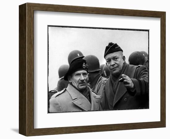 Gen. Dwight Eisenhower, Commander in Chief with British Field Commander Gen. Bernard Montgomery-Frank Scherschel-Framed Photographic Print