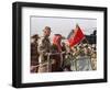 Gen. H. Norman Schwarzkopf with Saudi Arabian King Fahd Reviewing Troops-null-Framed Photographic Print