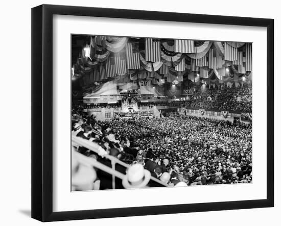 Gen Robert Wood and Col. Charles Lindbergh Speak at America First Committee Rally-William C^ Shrout-Framed Photographic Print