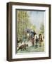 Gendarmes Taking Census Forms to an Encampment of Itinerant Gipsies in their Caravan, 1895-null-Framed Giclee Print