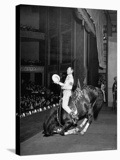 Gene Autry Astride His Famous Horse Champion on Bent Front Knees, Touching Head to Floor, on Stage-Thomas D^ Mcavoy-Stretched Canvas