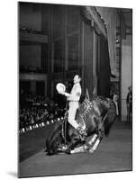 Gene Autry Astride His Famous Horse Champion on Bent Front Knees, Touching Head to Floor, on Stage-Thomas D^ Mcavoy-Mounted Premium Photographic Print