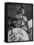 Gene Krupa, American Drummer and Jazz Band Leader, Playing Drums at the Club Hato on the Ginza-Margaret Bourke-White-Framed Stretched Canvas