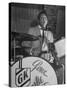 Gene Krupa, American Drummer and Jazz Band Leader, Playing Drums at the Club Hato on the Ginza-Margaret Bourke-White-Stretched Canvas