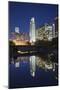 Gene Leahy Mall Skyline at Dawn, Omaha, Nebraska, USA-Walter Bibikow-Mounted Photographic Print