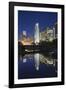 Gene Leahy Mall Skyline at Dawn, Omaha, Nebraska, USA-Walter Bibikow-Framed Photographic Print