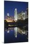 Gene Leahy Mall Skyline at Dawn, Omaha, Nebraska, USA-Walter Bibikow-Mounted Photographic Print