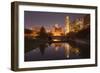 Gene Leahy Mall Skyline at Dawn, Omaha, Nebraska, USA-Walter Bibikow-Framed Photographic Print